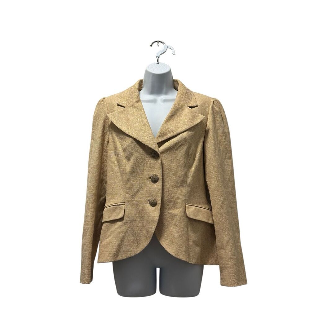 Dana Buchman Vintage Gold Cream Metallic Classic Blazer Size 6